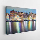 Canvas schilderij - View of streets and canals in the city center at night in AMSTERDAM, NETHERLANDS. -     1253279008 - 50*40 Horizontal