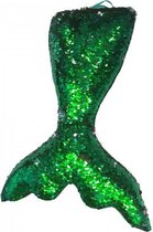 kussen zeemeerminstaart groen/zilver 45 cm