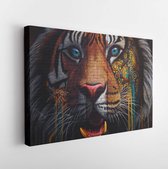 Canvas schilderij - Tiger Face Art Illustration Design  -     1478206139 - 80*60 Horizontal