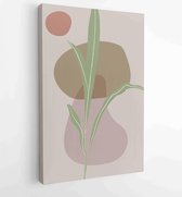 Canvas schilderij - Earth tone boho foliage line art drawing with abstract shape. Abstract Plant Art design for print, cover, wallpaper, Minimal and natural wall art. 1 -    – 1839