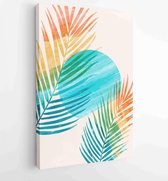 Canvas schilderij - Summer tropical wall arts vector. Palm leaves, monstera leaf 1 -    – 1903764610 - 50*40 Vertical