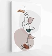 Canvas schilderij - Foliage line art drawing with abstract shape. Abstract Plant Art design for print, cover, wallpaper, Minimal and natural wall art. 4 -    – 1821354557 - 80*60 V