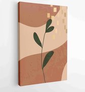 Canvas schilderij - Earth tone boho foliage line art drawing with abstract shape. Abstract Plant Art design for print, cover, wallpaper, Minimal and natural wall art. 3 -    – 1827