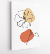 Canvas schilderij - Minimalistic modern line art Flower with abstract shape background for print, beauty and fashion. vector illustration. 1 -    – 1746074657 - 80*60 Vertical