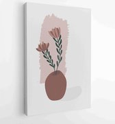 Canvas schilderij - Foliage line art drawing with abstract shape. Abstract Plant Art design for print, cover, wallpaper, Minimal and natural wall art. 2 -    – 1814260343 - 40-30 V