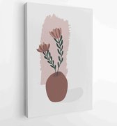 Canvas schilderij - Foliage line art drawing with abstract shape. Abstract Plant Art design for print, cover, wallpaper, Minimal and natural wall art. 2 -    – 1814260343 - 115*75