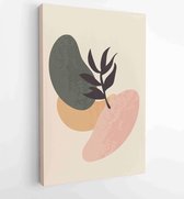 Canvas schilderij - Earth tone boho foliage line art drawing with abstract shape. Abstract Plant Art design for print, cover, wallpaper, Minimal and natural wall art. 1 -    – 1825