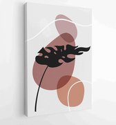 Canvas schilderij - Foliage line art drawing with abstract shape. Abstract Plant Art design for print, cover, wallpaper, Minimal and natural wall art. 1 -    – 1823785487 - 80*60 V