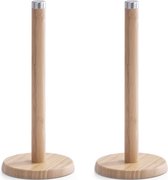 2x Bamboe houten keukenrolhouders rond 14 x 32 cm