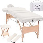 Everest Massagetafel- en krukset inklapbaar 3 zones 10 cm dik wit