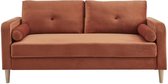 3 zits bank + 2 kussens - Terracotta stof - L 175 x D 80 x H 85 cm - KOPENHAGEN