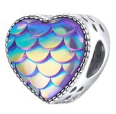 Tracelet - Zilveren bedels - Hart bedel colour - Liefde bedeltje met multi-colour pailletten - 925 Sterling Zilver - Pandora Compatible - Met 925 Zilver Certificaat - In Leuke Cade