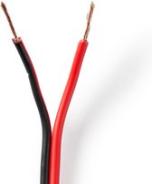 Nedis Speaker-Kabel | 2x 0.75 mm² | CCA | 15.0 m | Rond | PVC | Rood / Zwart | Folieverpakking