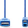 Nedis USB-Kabel - USB 3.2 Gen 1 - USB-A Male - USB-B Male - 5 Gbps - Vernikkeld - 3.00 m - Rond - PVC - Blauw - Polybag