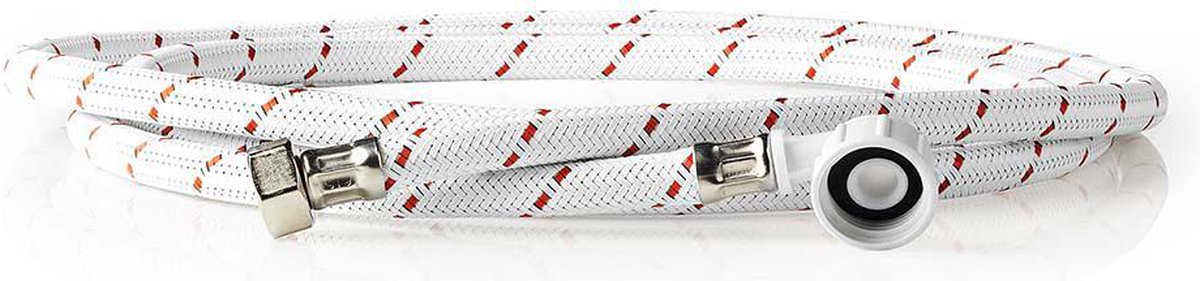 Nedis Nylon Toevoerslang - 1/2'' - 3/4'' - 10 Bar - 2.50 m - Toepassing: Schotel / Wasmachine - Nylon - Rood / Wit