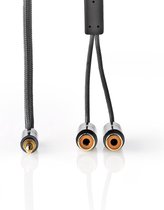 Câble adaptateur audio stéréo Nedis | 3,5 mm Mâle - 2x RCA Femelle | 0,2 m | Gun Metal Gris | Tressé