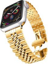 Stalen Smartwatch bandje - Geschikt voor Apple Watch Jubilee stalen band - goud - Strap-it Horlogeband / Polsband / Armband - Maat: 42 - 44 - 45 - 49mm