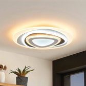 Lindby - LED plafondlamp- met dimmer - 1licht - metaal, kunststof - H: 6 cm - wit, antraciet, opaal - Inclusief lichtbron