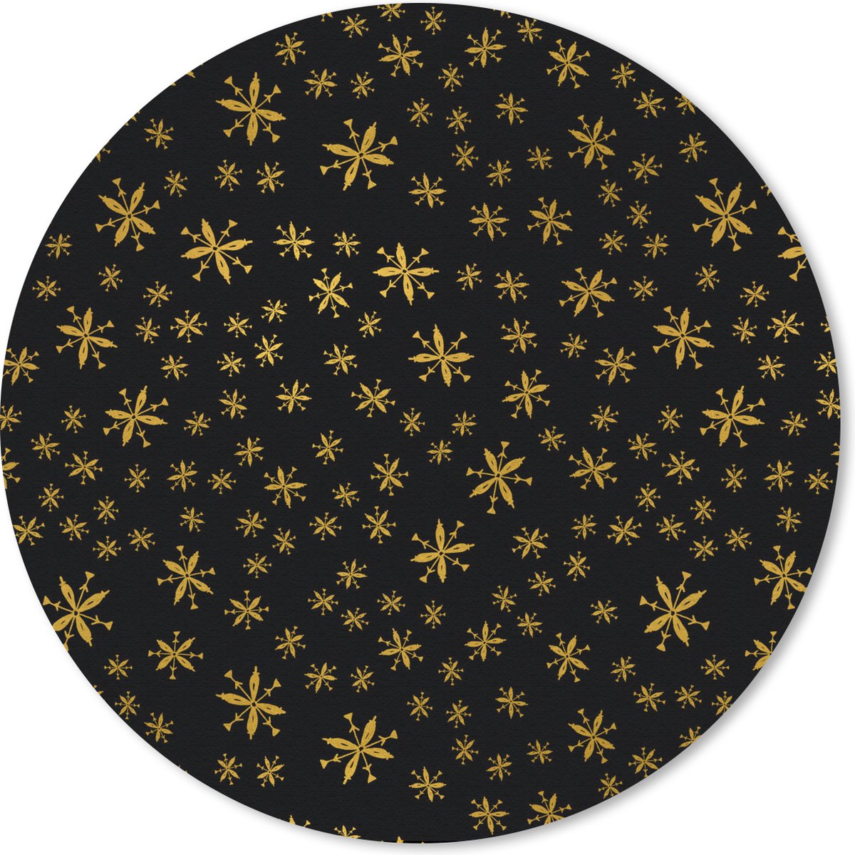 Muismat rond 50x50 cm - Mousepad Kerst - Sneeuwvlok - Goud - Ronde muismatten