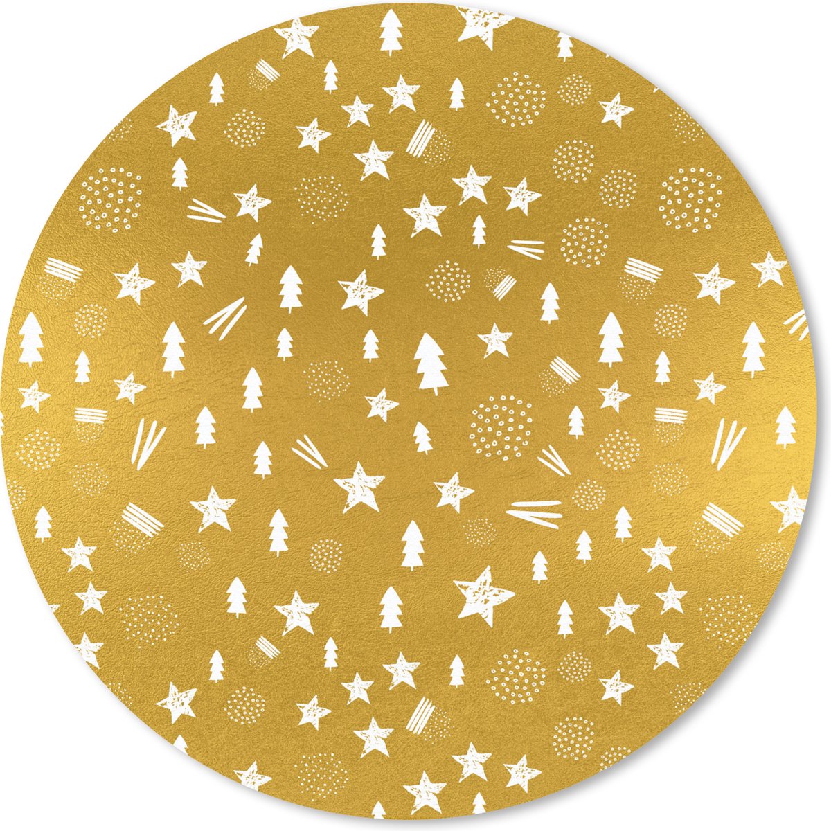 Muismat rond 50x50 cm - Mousepad Kerst - Goud - Patronen - Ronde muismatten