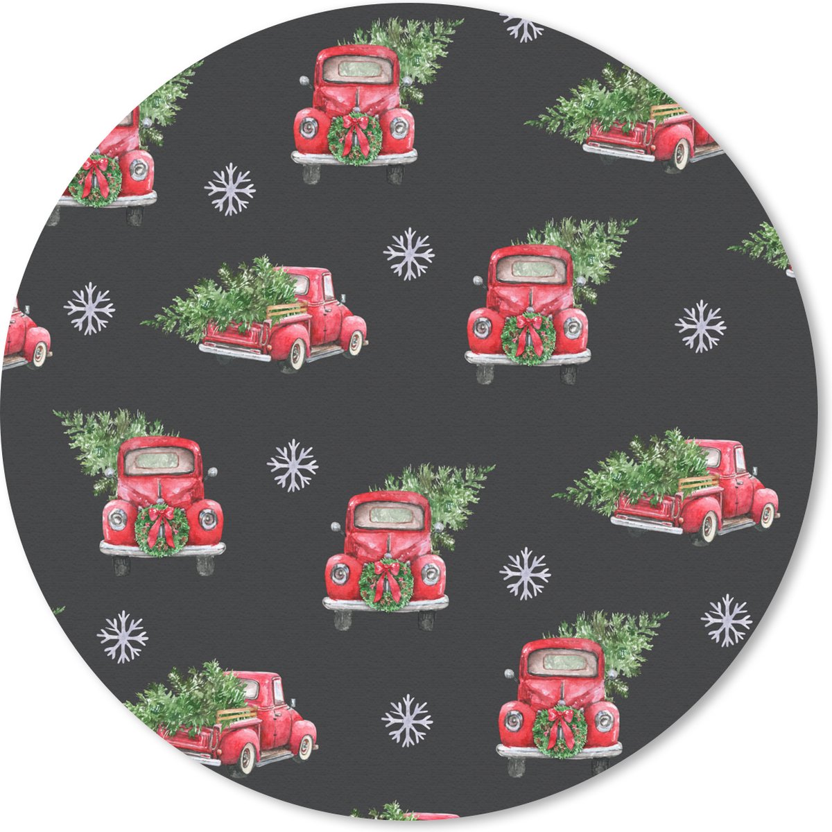 Muismat rond 20x20 cm - Mousepad Auto - Kerstboom - Patronen - Ronde muismatten