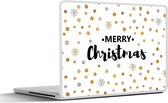Laptop sticker - 10.1 inch - Kerst - Spreuken -Merry Christmas - Quotes - Goud - 25x18cm - Laptopstickers - Laptop skin - Cover