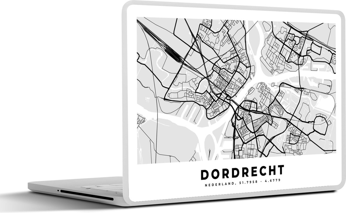 Laptop sticker - 17.3 inch - Kaart - Dordrecht - Nederland - 40x30cm - Laptopstickers - Laptop skin - Cover