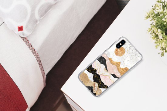 Coque iPhone Xs - Imprimé Marbre - Goud - Pastel - Coque en Siliconen -