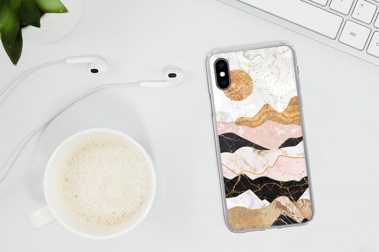 Coque iPhone Xs - Imprimé Marbre - Goud - Pastel - Coque en Siliconen -