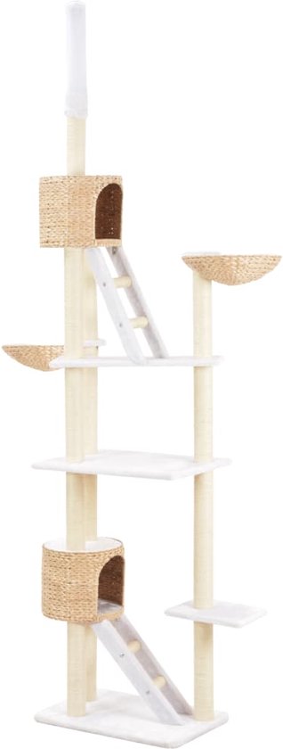 PawHut krabpaal met krabblad, speelbal, noppenstructuur/sisal, 54 cm