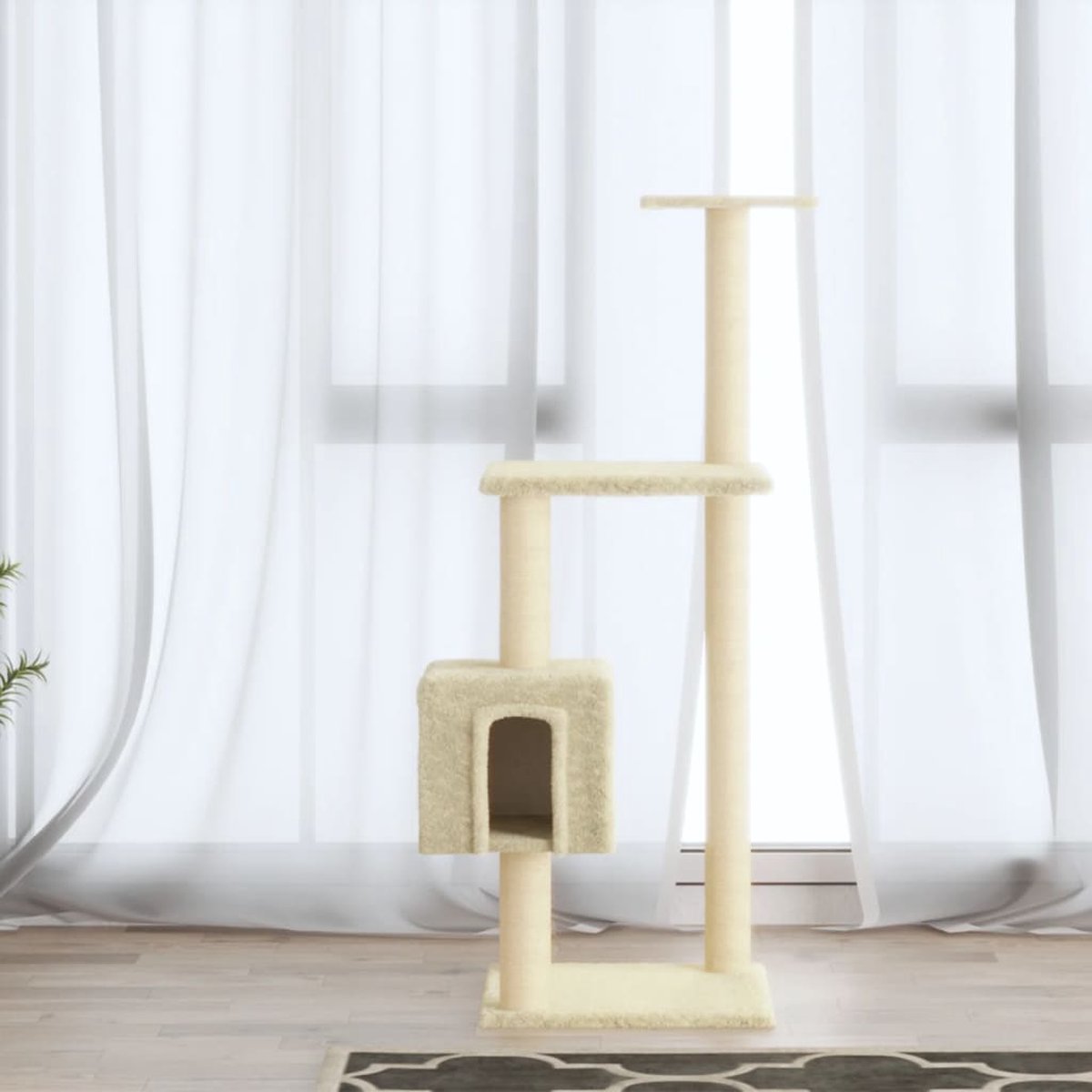 VidaLife Kattenkrabpaal met sisal krabpalen 104 cm crèmekleurig