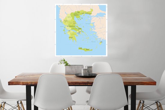 Carte verte de la Grèce 75x75 cm