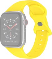 Siliconen bandje - geschikt voor Apple Watch Series 1/2/3/4/5/6/7/8/9/SE/SE 2 met case size 38 mm / 40 mm / 41 mm - maat S/M - geel