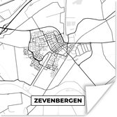 Poster Plattegrond - Stadskaart - Zevenbergen - Kaart - 100x100 cm XXL