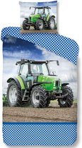 Droomtextiel Dekbedovertrek Kinderen Tractor Groen 140x200/220cm - 100% Zacht Katoen