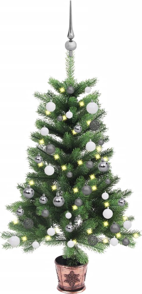 VidaLife Kunstkerstboom met LED's en kerstballen 65 cm groen