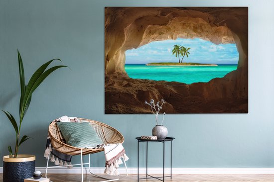 Peintures sur Toile - Paradis Tropical aux Caraïbes - 160x120 cm - Décoration murale XXL