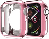 By Qubix Siliconen case 42mm - Roze - Geschikt voor Apple Watch 42mm hoesje - screenprotector - Bescherming iWatch - Bescherm hoesje