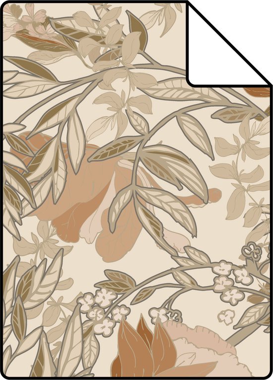 Proefstaal ESTAhome behang vintage bloemen in art nouveau stijl lichtbeige en oudroze - 139459 - 26,5 x 21 cm