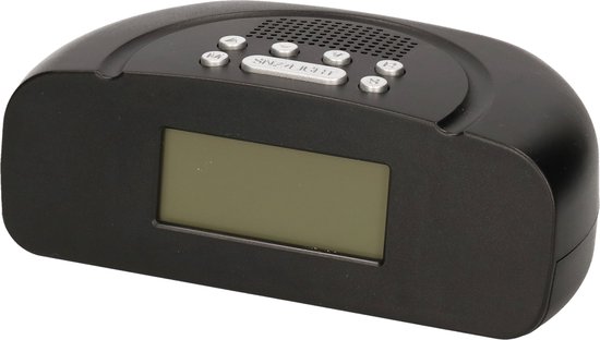 Zwarte wekkerradio / alarmklok 20 cm - Slaapkamer - Wekkers/klokken op USB/batterijen