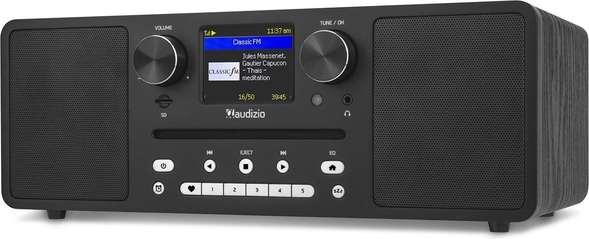 Audizio Naples internet, FM en DAB radio met Bluetooth + CD en mp3 speler - 60W - Zwart