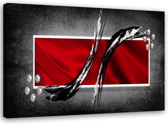 Trend24 - Canvas Schilderij - Het Mysterie Van Rood - Schilderijen - Abstract - 90x60x2 cm - Rood