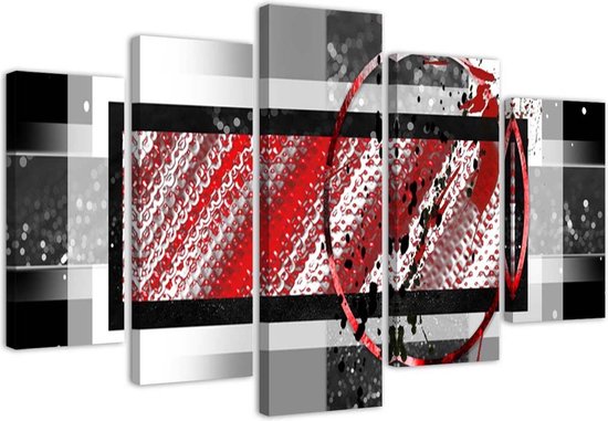 Trend24 - Canvas Schilderij - Charm Of Geometry - Vijfluik - Abstract - 150x100x2 cm - Rood