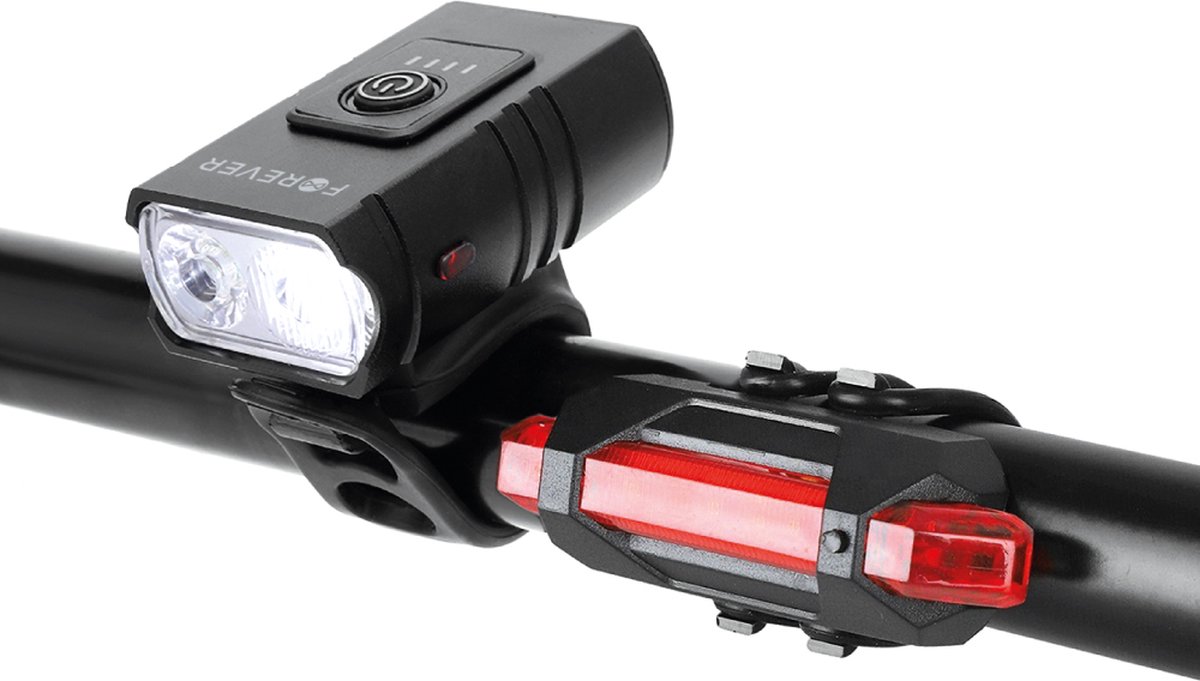 Forever Outdoor BLG-200 Bicycle light set - fietslampjes set - oplaadbaar - voor- en achterlicht - zwart
