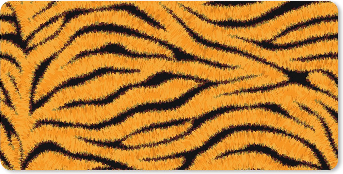 Muismat XXL 120x60 cm - Bureau onderlegger - Bureau mat Tijgerprint - Oranje - Zwart - Bureaumat - Gaming mousepad xl - Bureaulegger groot - Computer deskmat