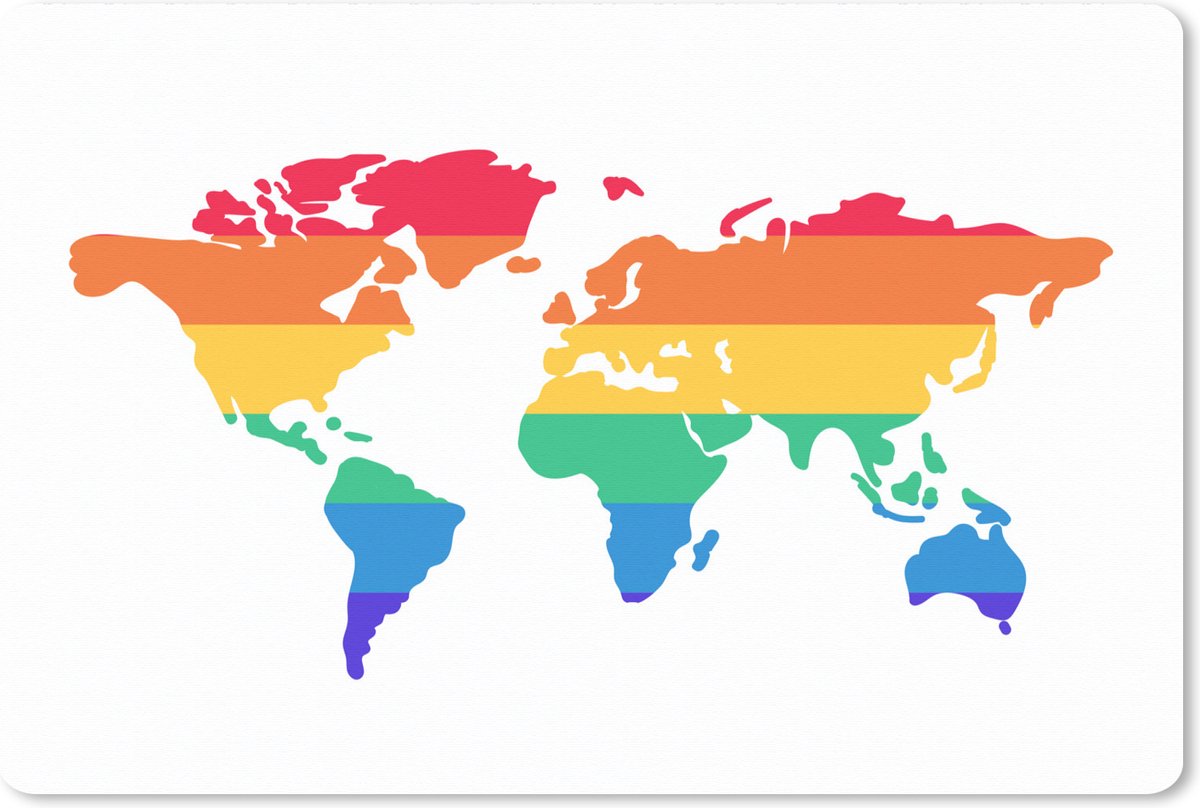 Muismat XXL 90x60 cm - Bureau onderlegger - Bureau mat Wereldkaart - Pride vlag - Regenboog - Bureaumat - Gaming mousepad xl - Bureaulegger groot - Computer deskmat