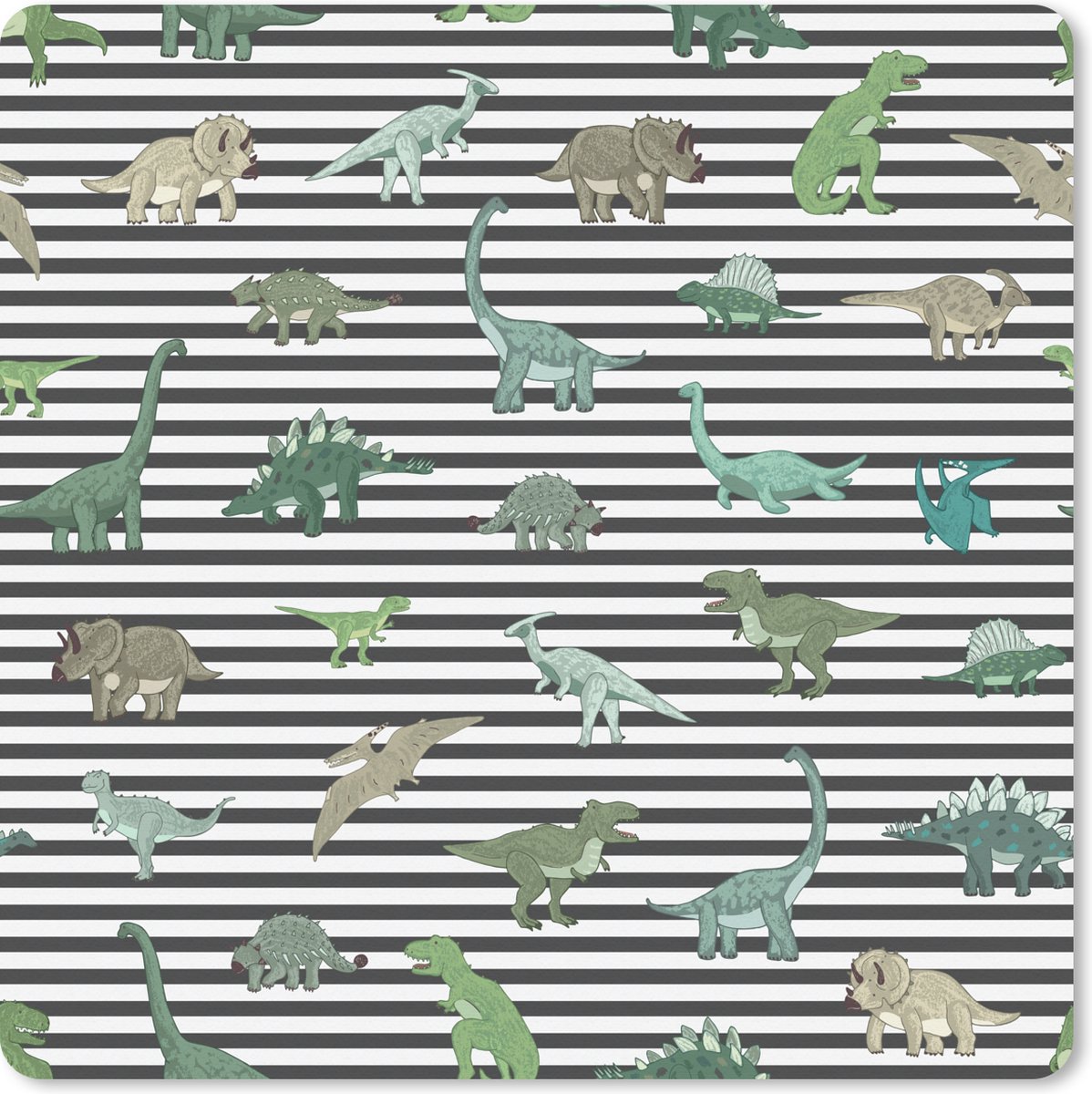Muismat XXL 40x40 cm - Bureau onderlegger - Bureau mat Kinderkamer - Zwart - Dinosaurus - Jongetjes - Meiden - Kinderen - Bureaumat - Gaming mousepad xl - Bureaulegger groot - Computer deskmat