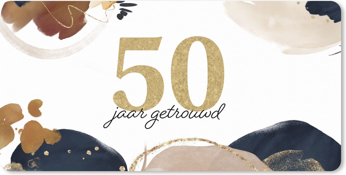 Muismat XXL 120x60 cm - Bureau onderlegger - Bureau mat Trouwen - Spreuken - Quotes - Goud - 50 jaar getrouwd - Bureaumat - Gaming mousepad xl - Bureaulegger groot - Computer deskmat