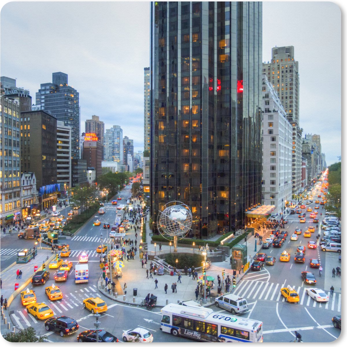 Muismat XXL 40x40 cm - Bureau onderlegger - Bureau mat Afbeelding van Broadway en Central Park West - Bureaumat - Gaming mousepad xl - Bureaulegger groot - Computer deskmat