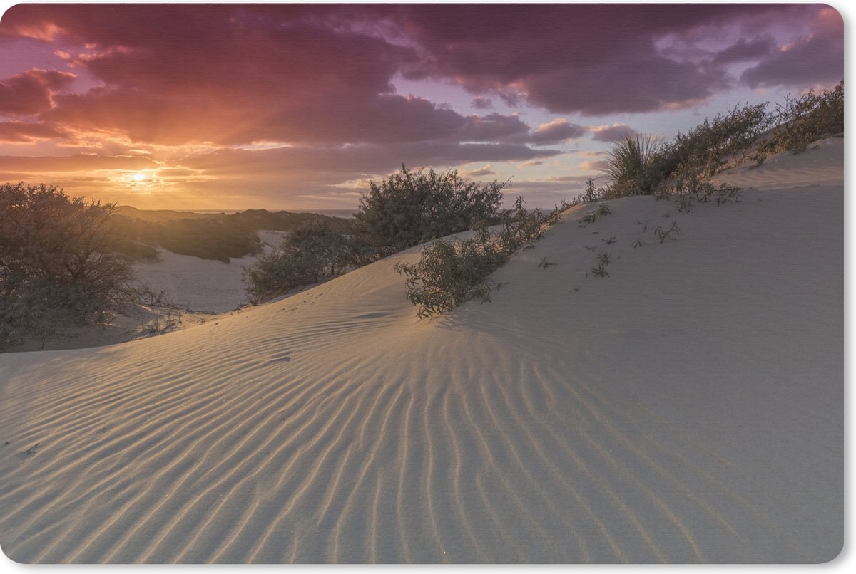 Muismat XXL 90x60 cm - Bureau onderlegger - Bureau mat Zonsondergang bij het Nederlandse strand - Bureaumat - Gaming mousepad xl - Bureaulegger groot - Computer deskmat